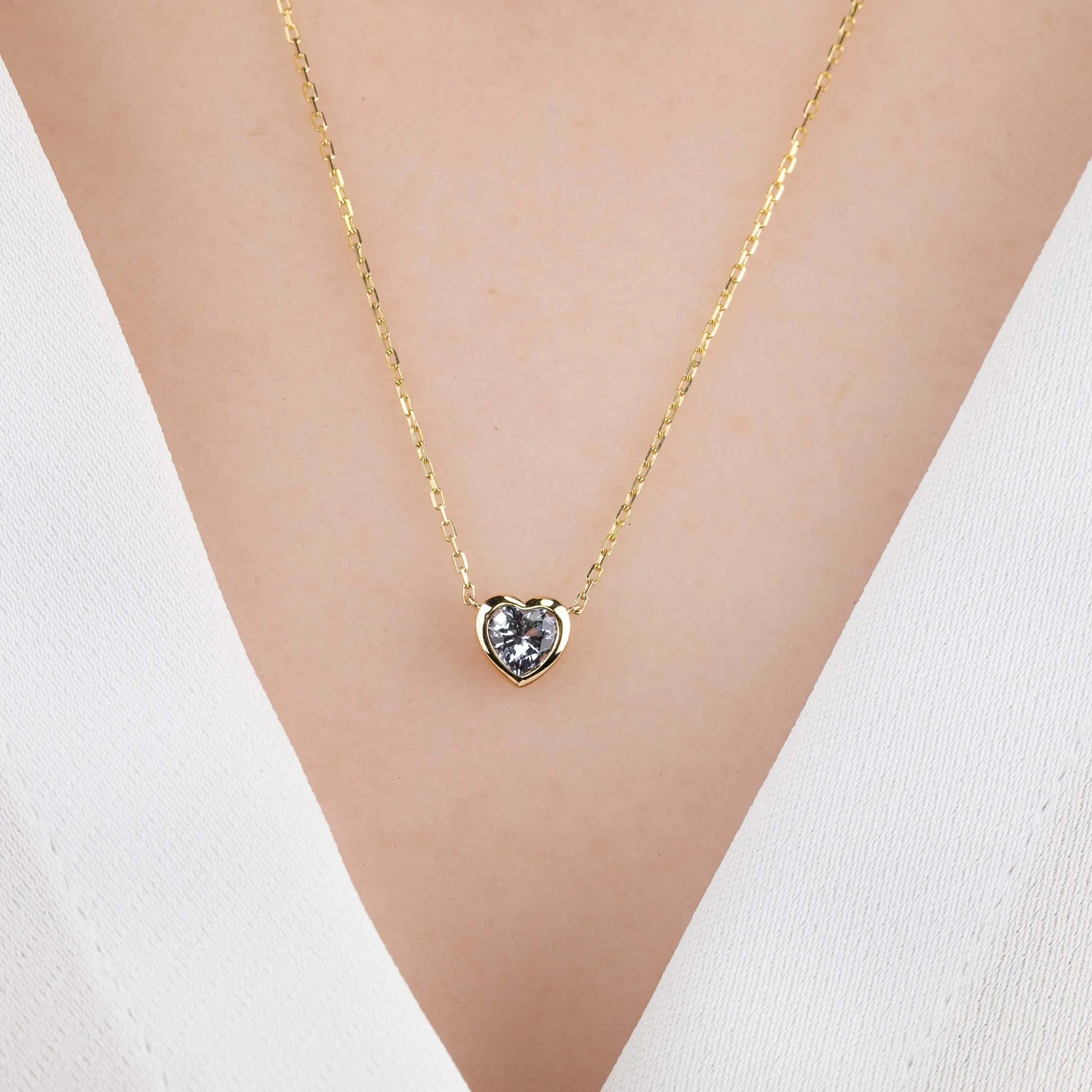 Blue Sapphire Heart Necklace 14k Gold