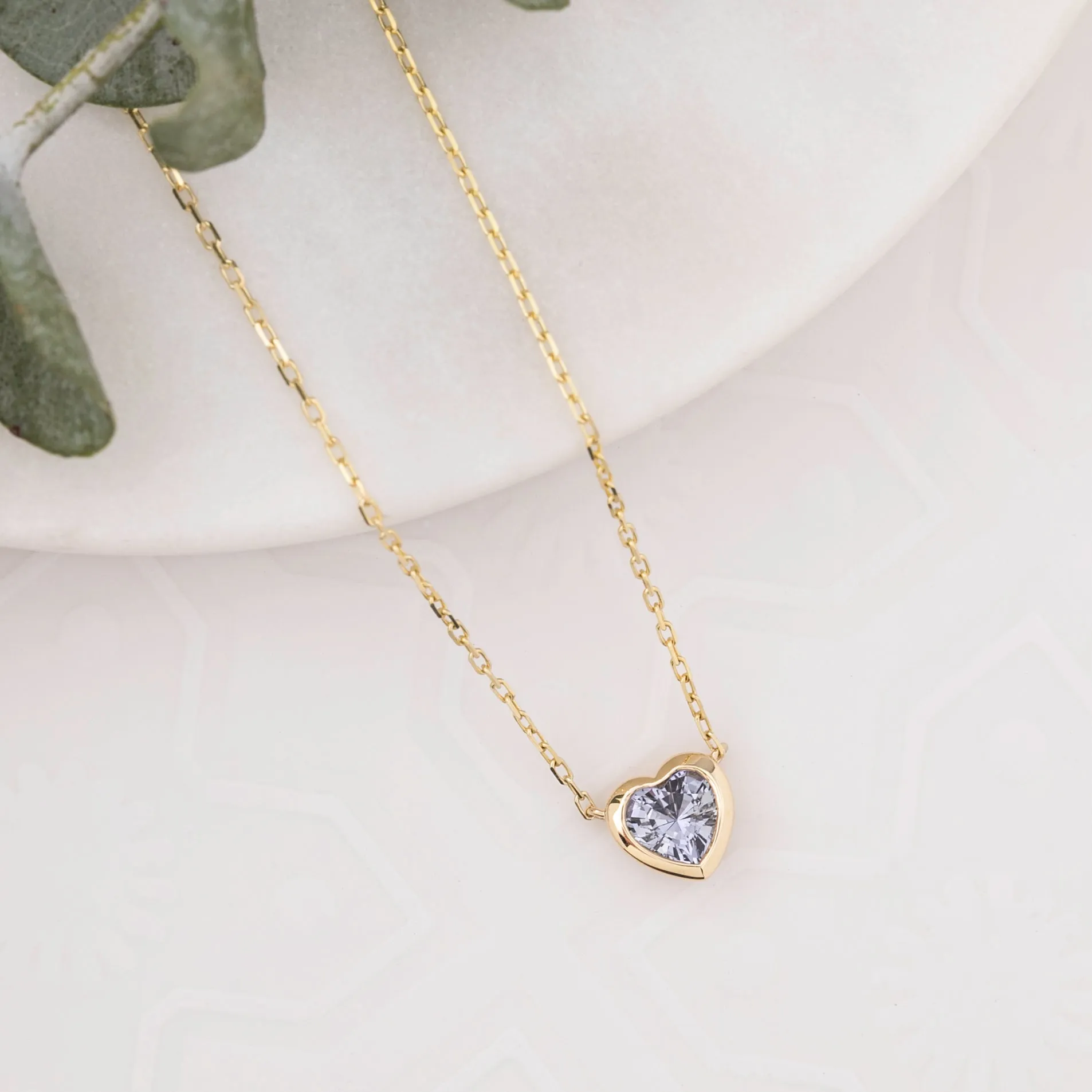 Blue Sapphire Heart Necklace 14k Gold