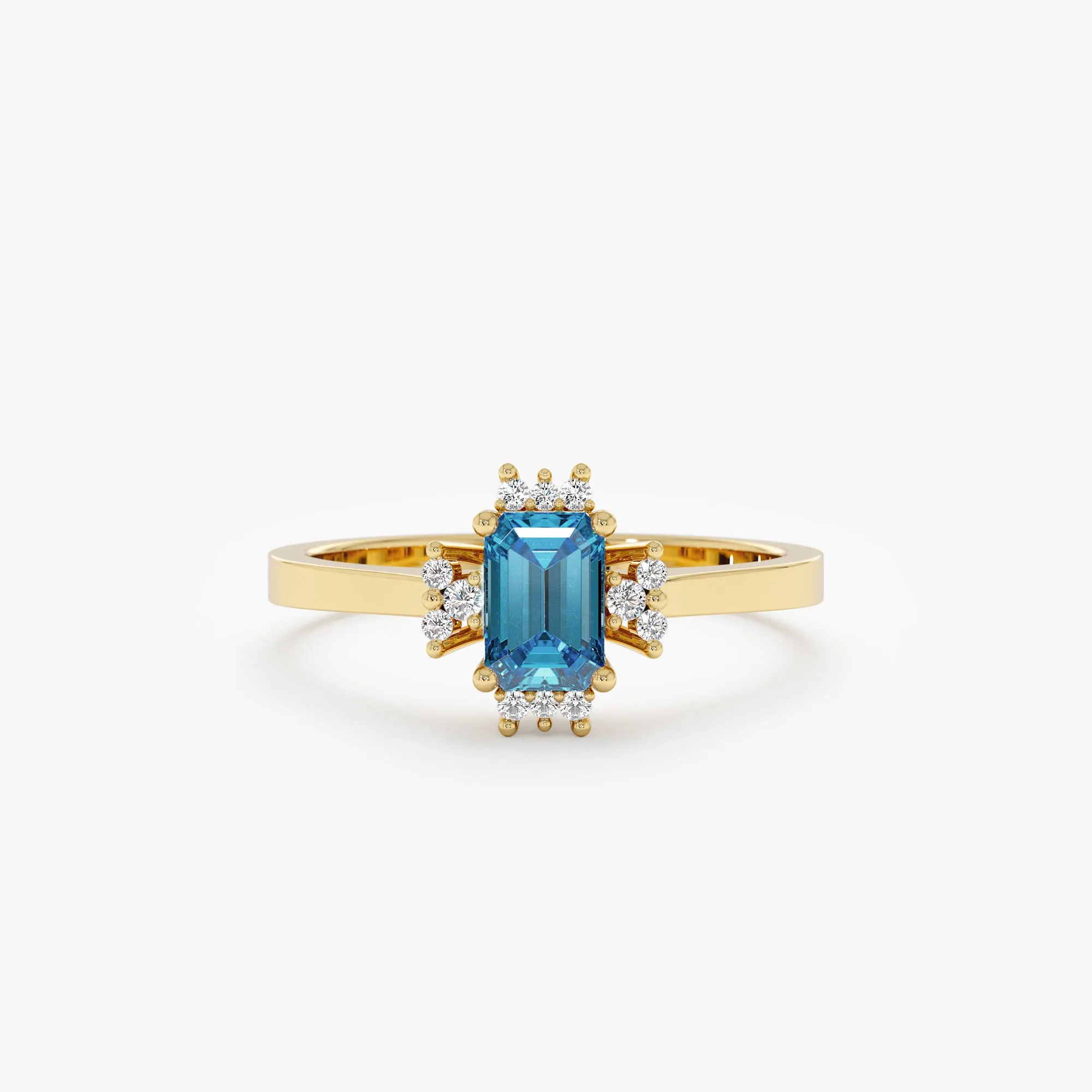 Blue Zircon and Diamond Engagement Ring, Skye