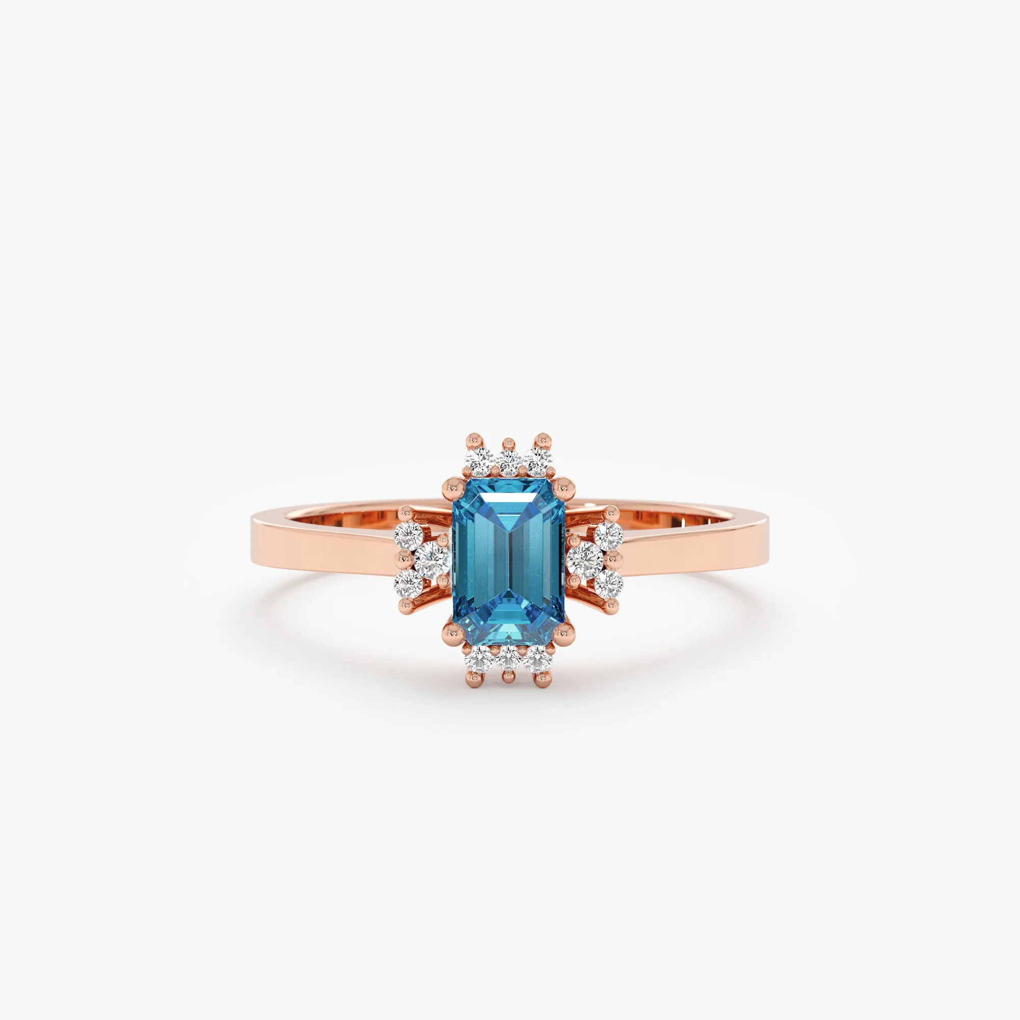 Blue Zircon and Diamond Engagement Ring, Skye