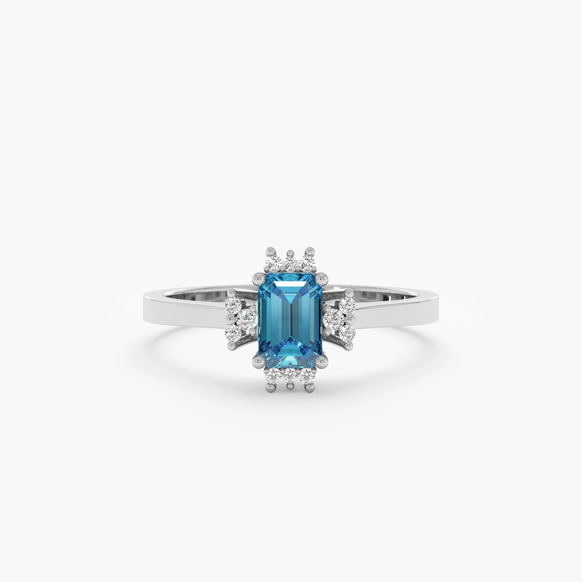 Blue Zircon and Diamond Engagement Ring, Skye