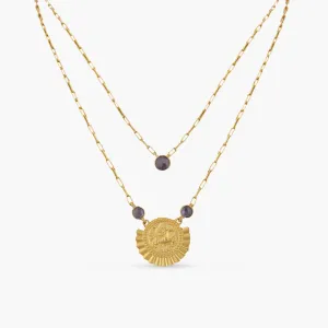 Blue Zircon Sagittarius Zodiac Layered Gold Plated Silver Necklace