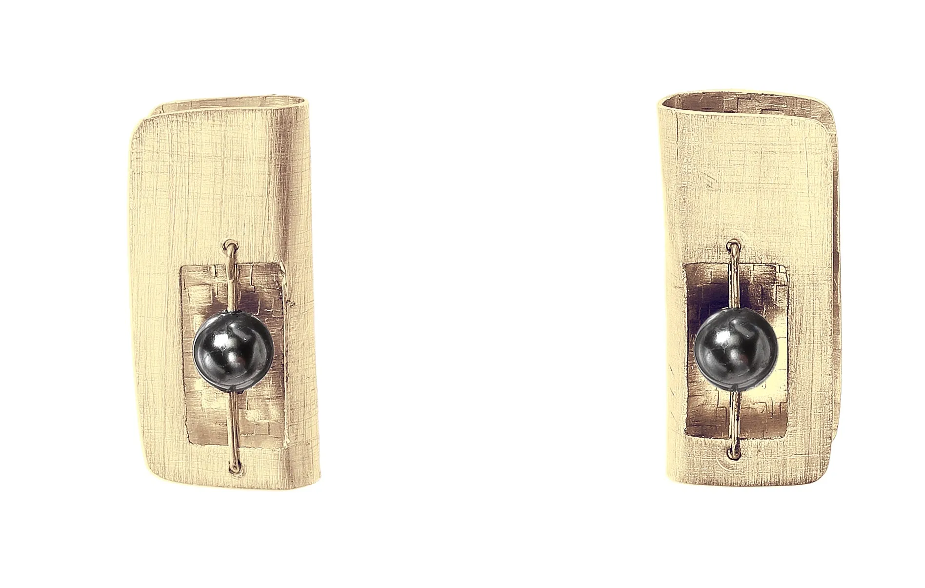 BOOK Long Rectangular Sculptural Post Earrings