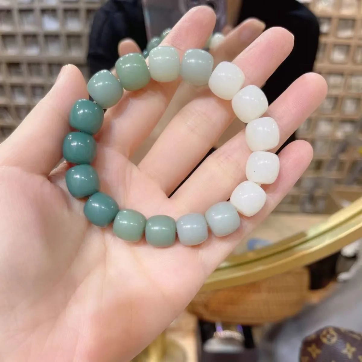 Bracelet Buddha Beads Ice Transparent White Jade Color Pliable Temperament Gradient Color Hand Toy Female Couple Men Wholesale Children's Bracelet