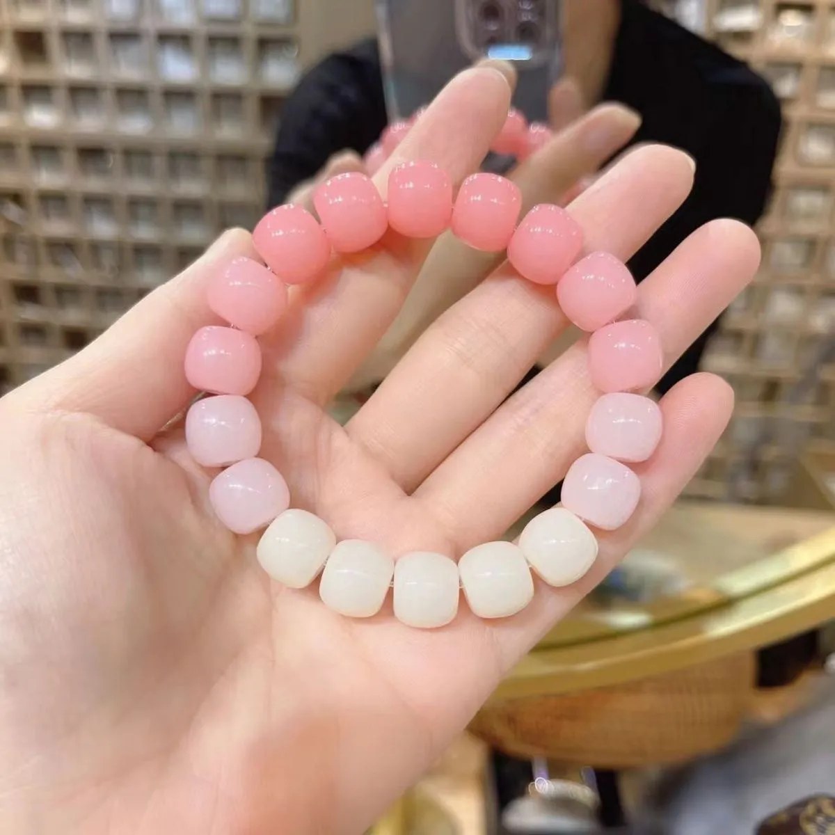 Bracelet Buddha Beads Ice Transparent White Jade Color Pliable Temperament Gradient Color Hand Toy Female Couple Men Wholesale Children's Bracelet