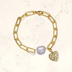 Brigitte Coeur Golden Chain Pearl Bracelet