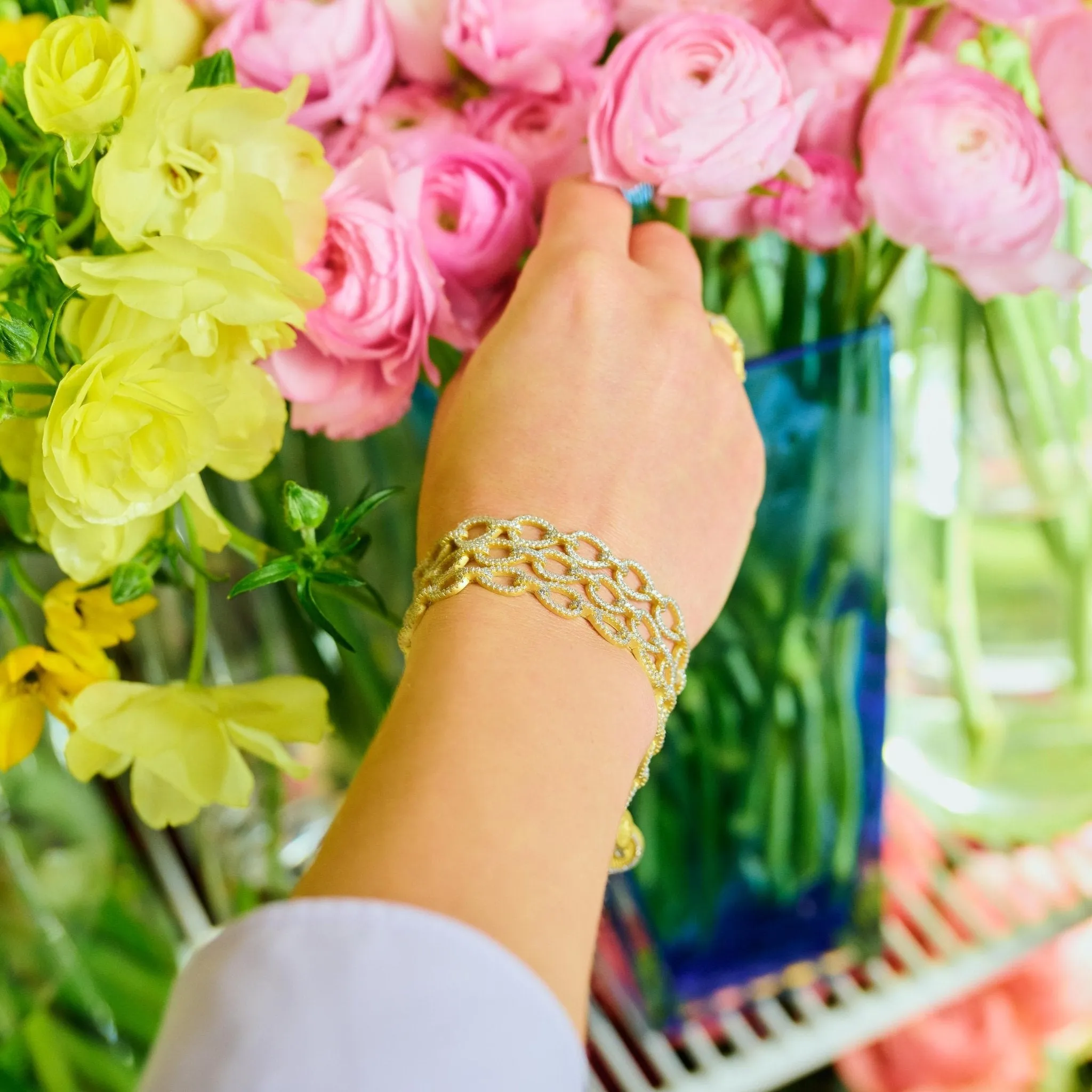 Butterflies in Bloom Dewdrop Chain Link Bracelet