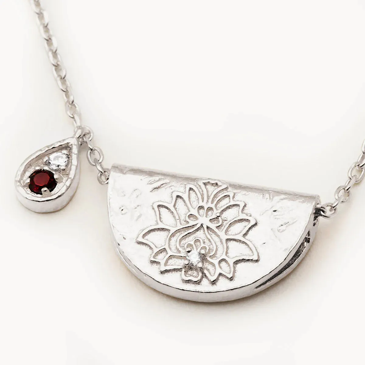 By Charlotte Lotus Birthstone Necklace January Garnet