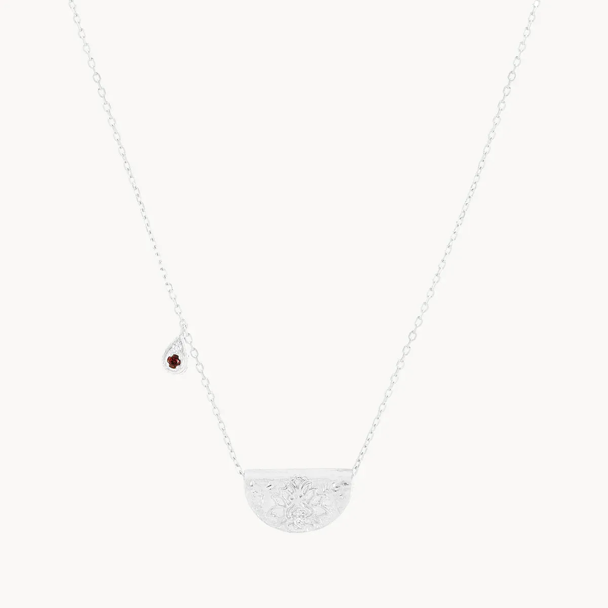 By Charlotte Lotus Birthstone Necklace January Garnet