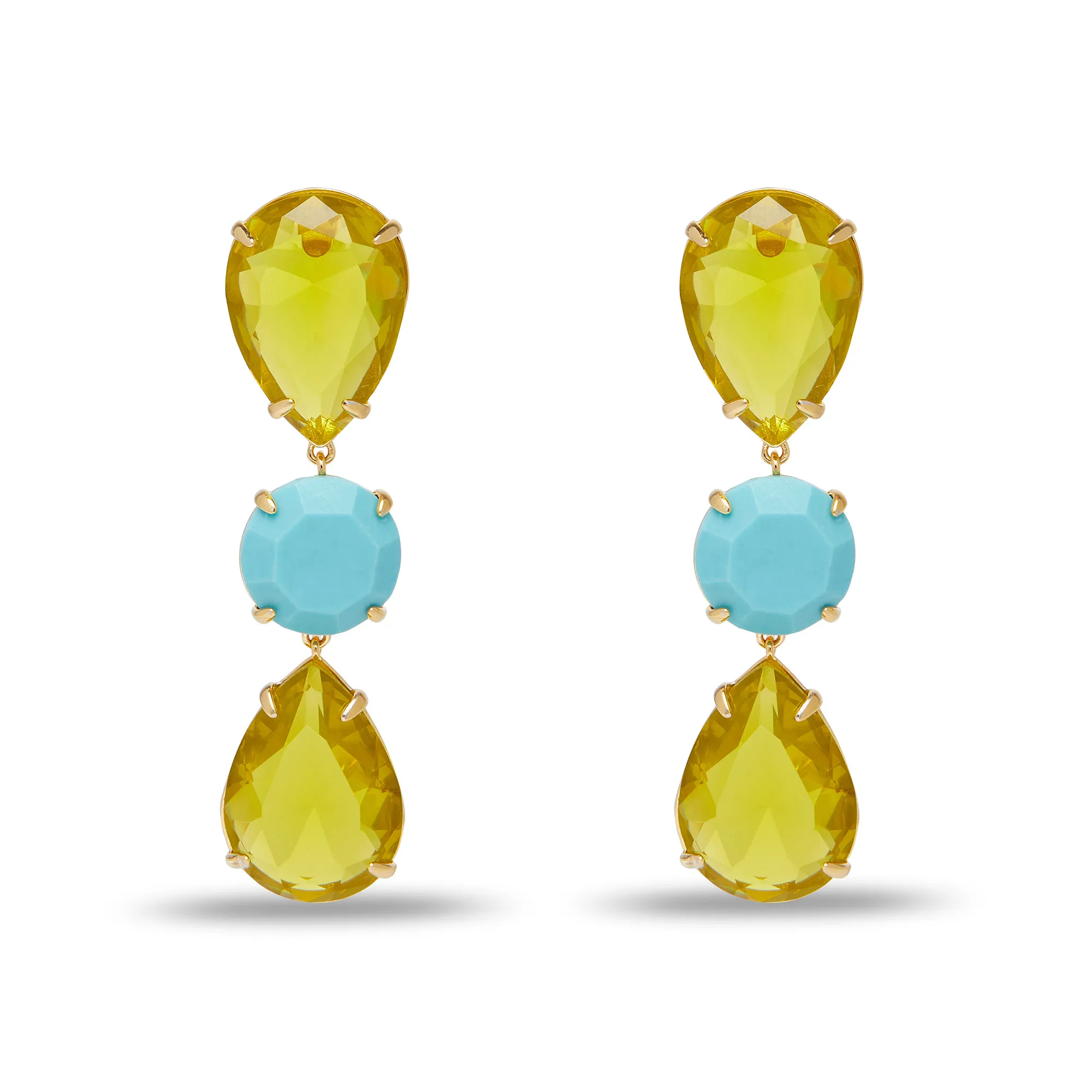 Candy Crystal Hourglass Earrings ~ Turquoise Sunshine