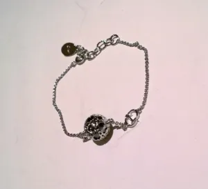 Christian Dior CD Cannage Ball Globe Logo Silver Tone Bracelet