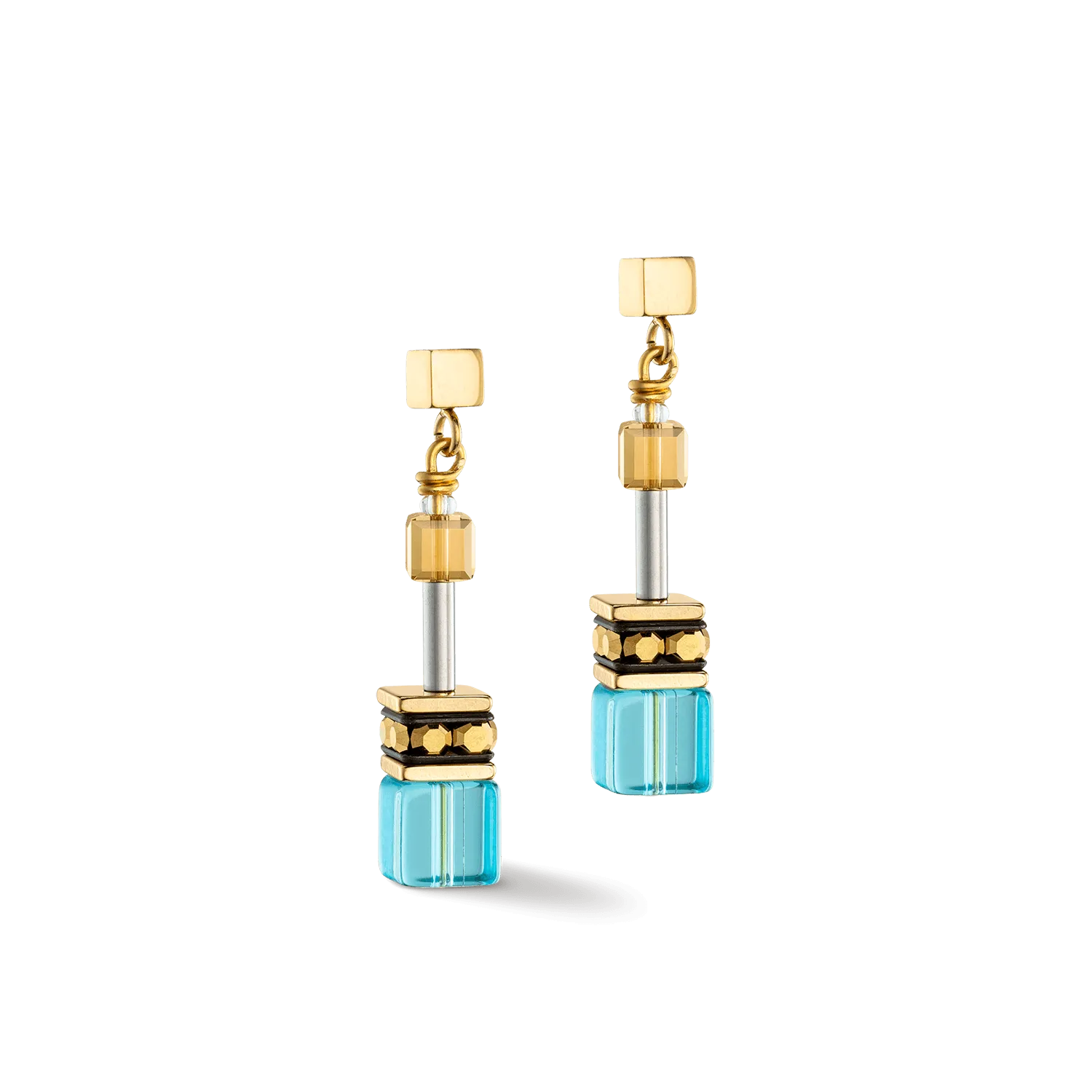 Coeur De Lion GeoCUBE® Iconic Gold and Turquoise Earrings