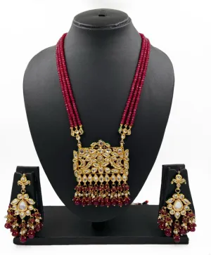 Contemporary Red Kundan Necklace Set For Weddings And Parties By Gehna Shop