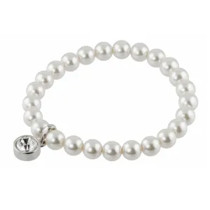 CREAM PEARL CRYSTAL CHARM BRACELET