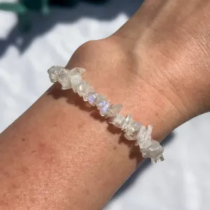 Crystal Chip Silver Bracelet - Moonstone