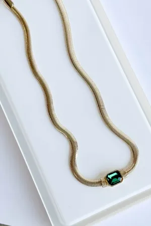 Crystal Emerald Snake Gem Necklace