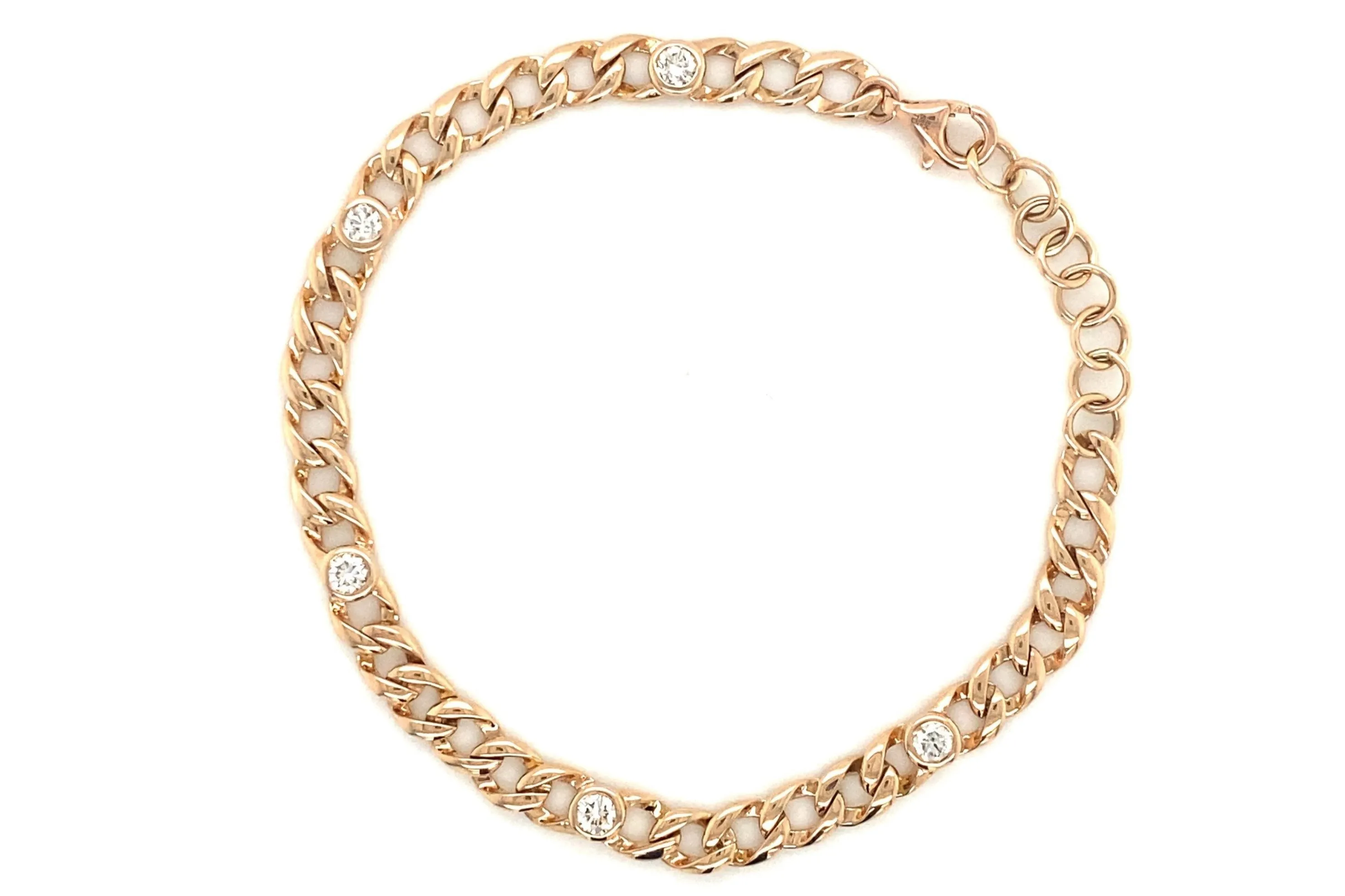 Cuban Link With Diamond Sections Bracelet