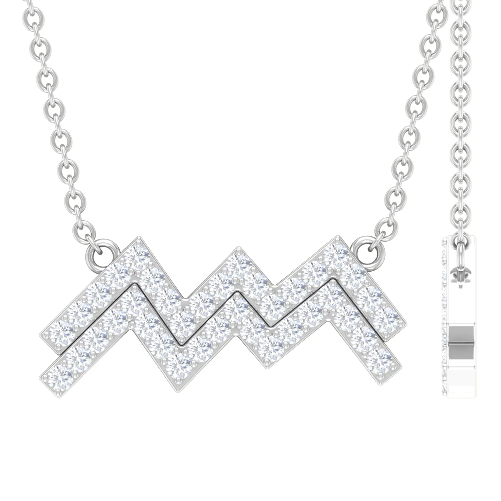 Cubic Zirconia Aquarius Zodiac Sign Necklace