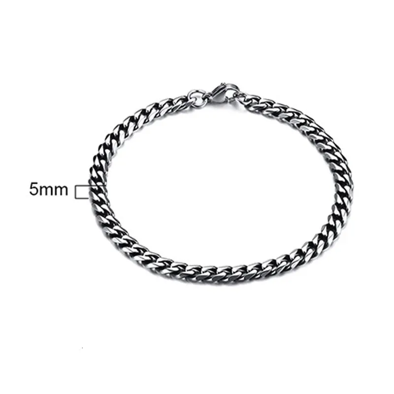 Curb Cuban Link Chain Bracelet for Men Women Couples Stainless Steel Wristbands 3mm to 11mm to Boyfreind husbands