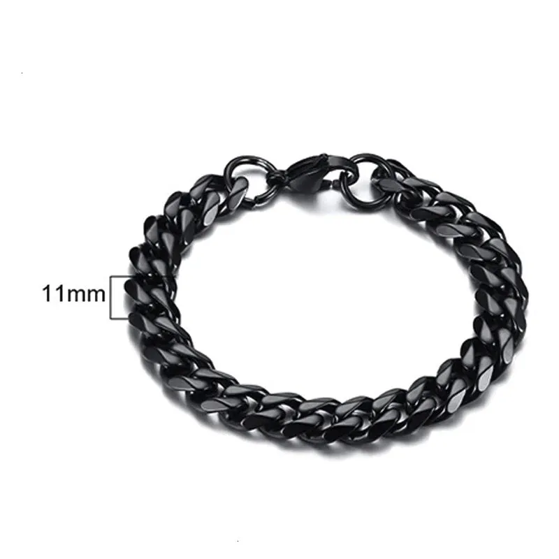 Curb Cuban Link Chain Bracelet for Men Women Couples Stainless Steel Wristbands 3mm to 11mm to Boyfreind husbands