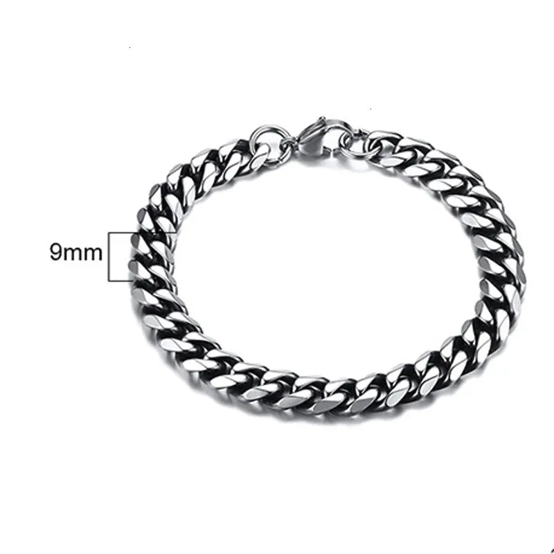 Curb Cuban Link Chain Bracelet for Men Women Couples Stainless Steel Wristbands 3mm to 11mm to Boyfreind husbands