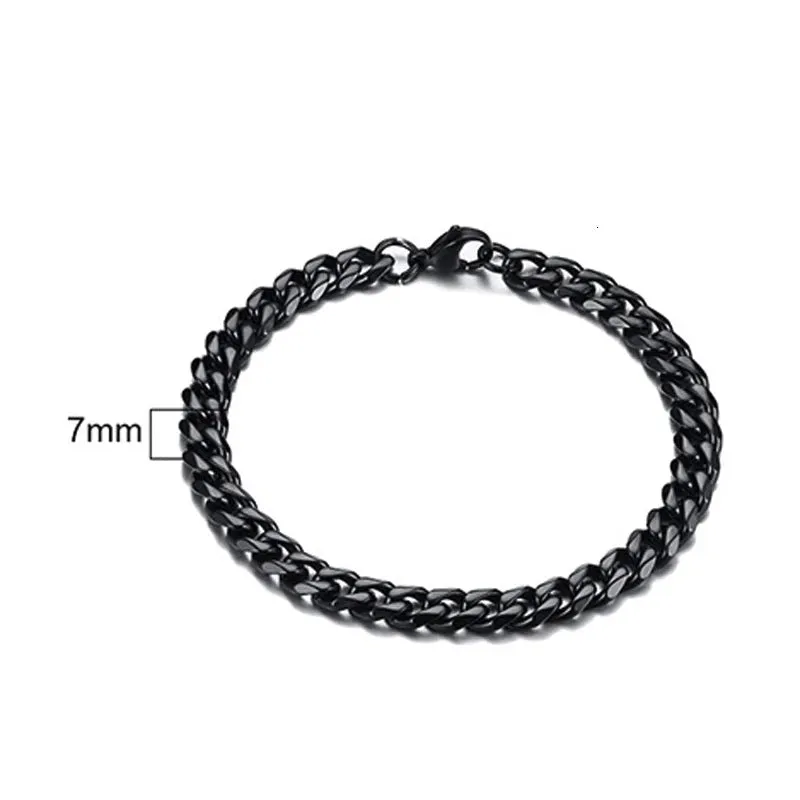 Curb Cuban Link Chain Bracelet for Men Women Couples Stainless Steel Wristbands 3mm to 11mm to Boyfreind husbands