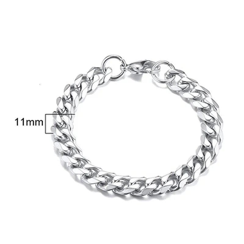 Curb Cuban Link Chain Bracelet for Men Women Couples Stainless Steel Wristbands 3mm to 11mm to Boyfreind husbands