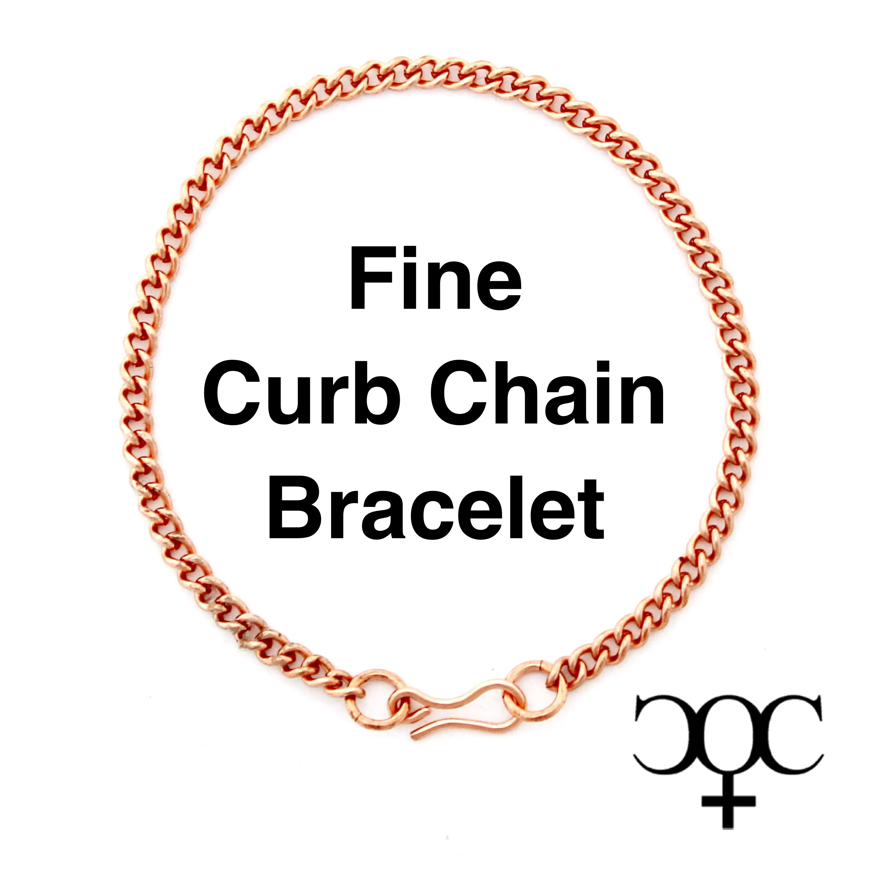 Custom Size Fine 3mm Copper Cuban Curb Chain Bracelet C71M Custom Size Solid Copper Bracelet Chain