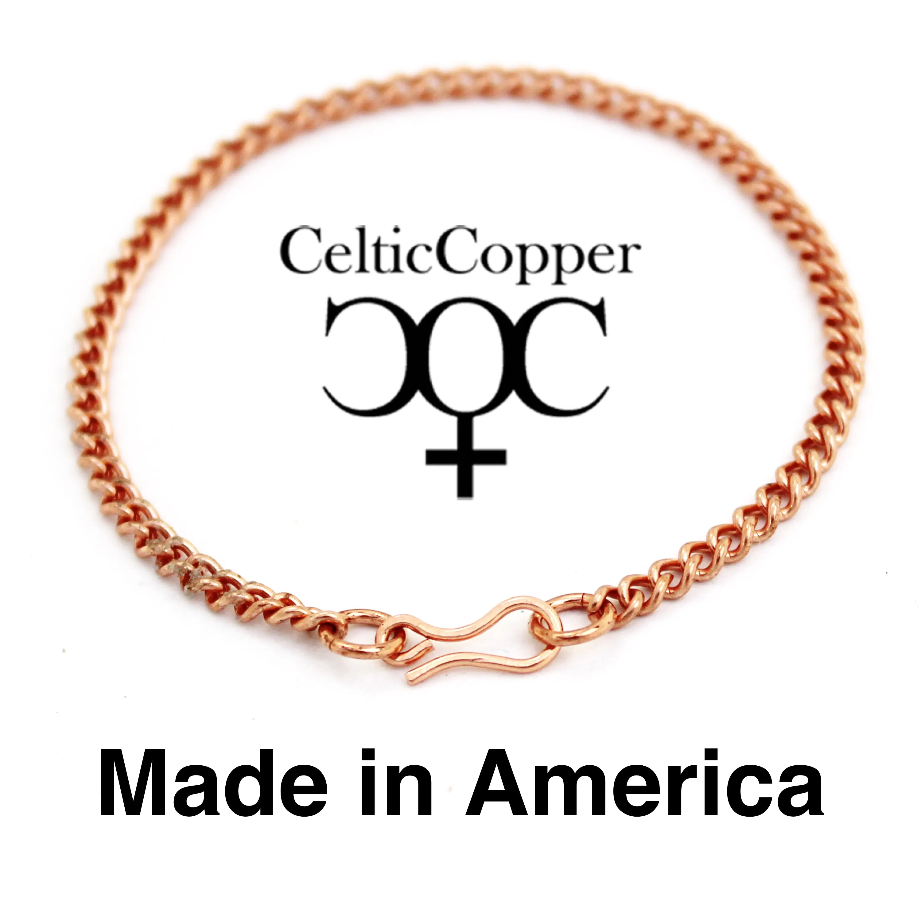 Custom Size Fine 3mm Copper Cuban Curb Chain Bracelet C71M Custom Size Solid Copper Bracelet Chain