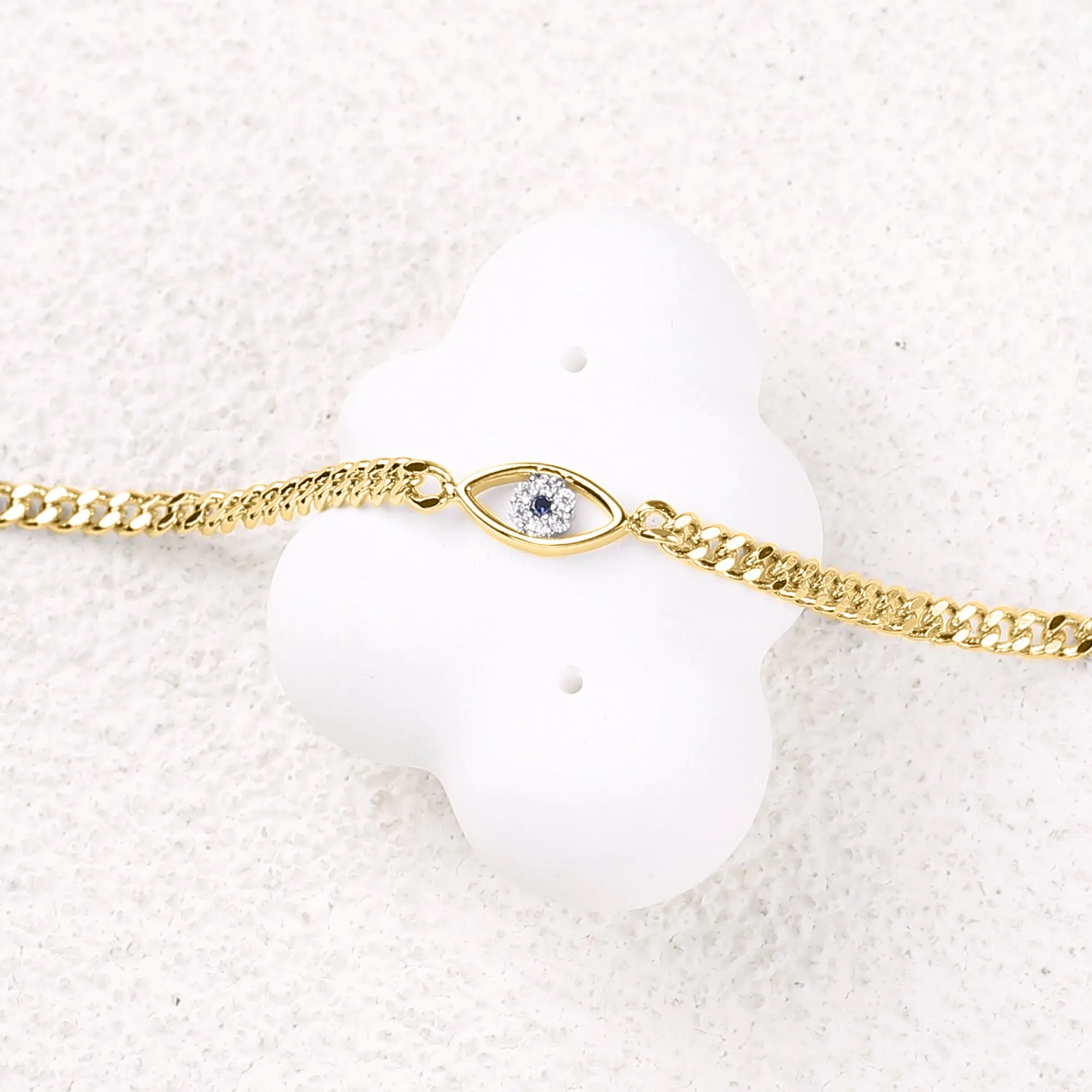 Dainty Cuban Link Chain Evil Eye Bracelet