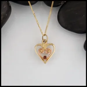 Dainty Garnet Colleen's Heart Pendant