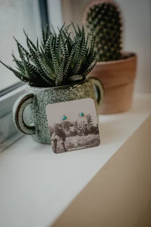 Dainty Round Turquoise Stud Earrings