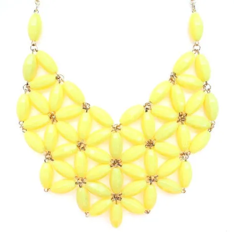 Daisy Bib Bubble Statement Necklace-Yellow