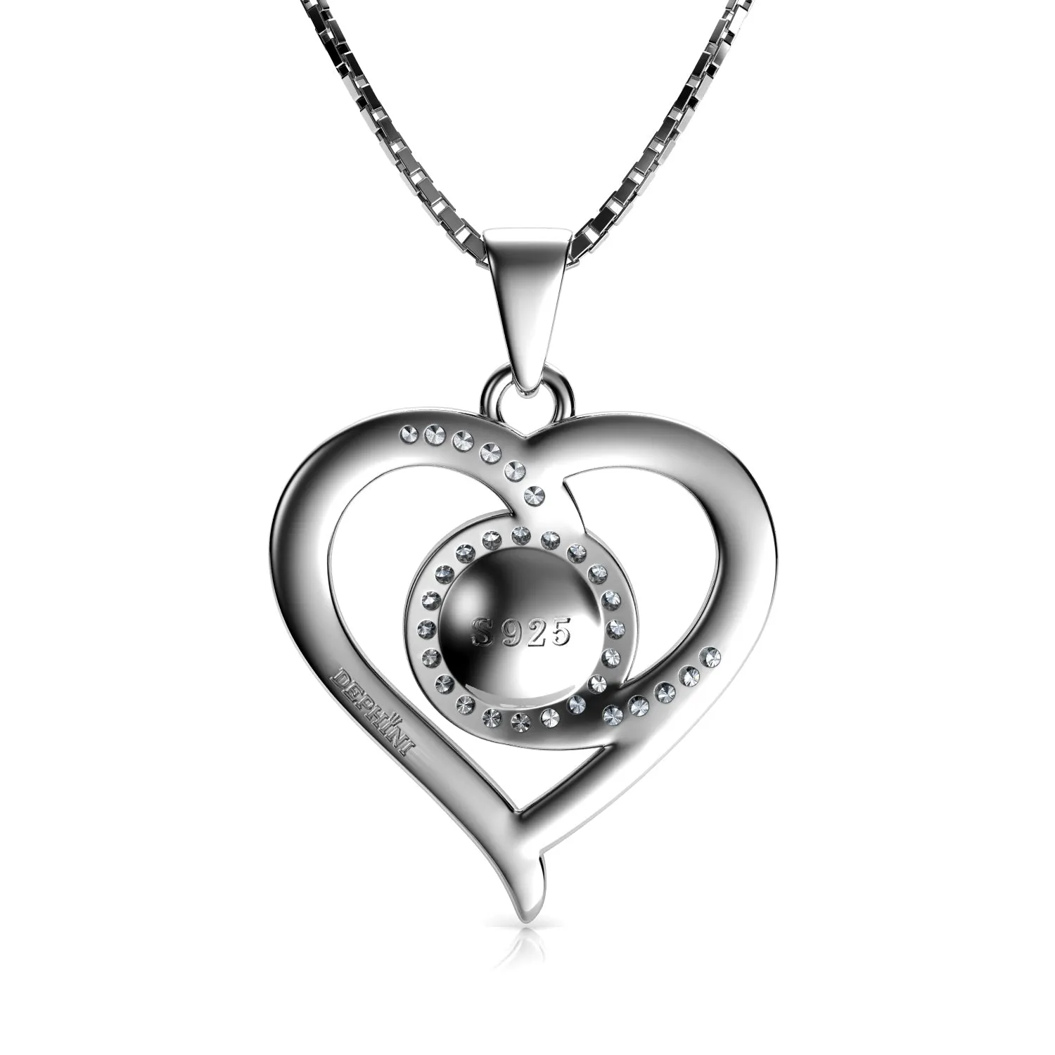 DEPHINI - Passion Heart Necklace for Women 925 sterling silver Pearl