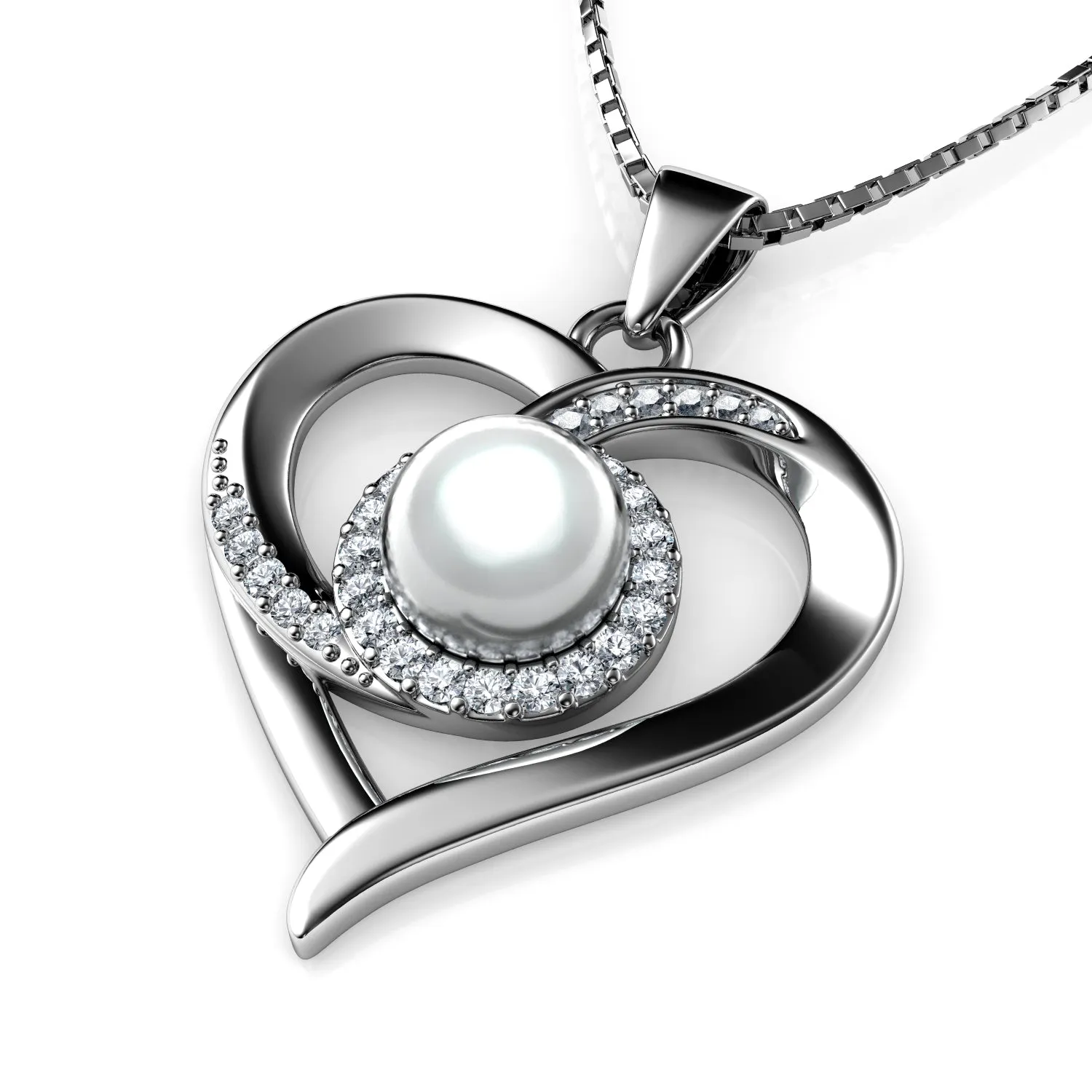 DEPHINI - Passion Heart Necklace for Women 925 sterling silver Pearl