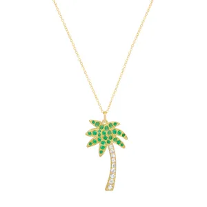 Diamond And Emerald Palm Tree Necklace