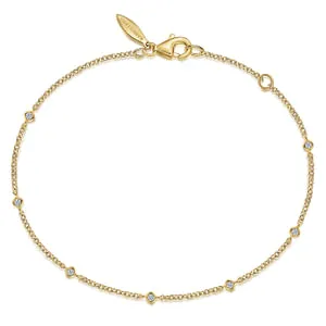 Diamond Chain Station Bracelet in 14K Yellow Gold