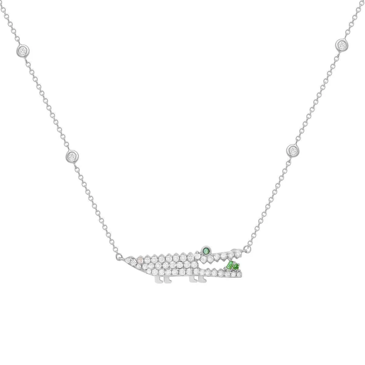 Diamond Gator Necklace | 2.2GMS .39CTW