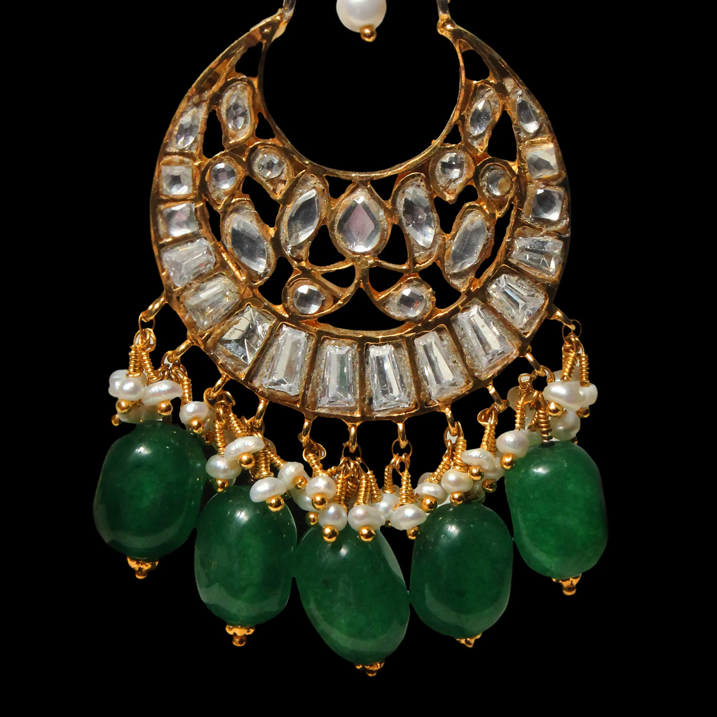 Earrings in Polkies, Jade and Pearls