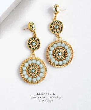 EDEN   ELIE Luxe triple circle statement drop earrings - jade