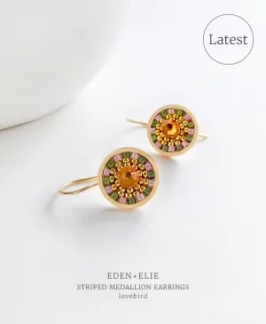 EDEN   ELIE Striped Medallion drop earrings - Lovebird