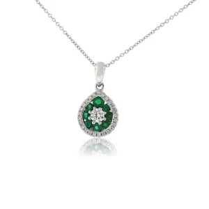 Emerald & Diamond Tear Drop Shaped Pendant