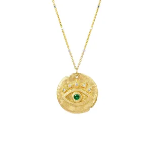 Emerald Baby Eye of Protection Coin Pendant