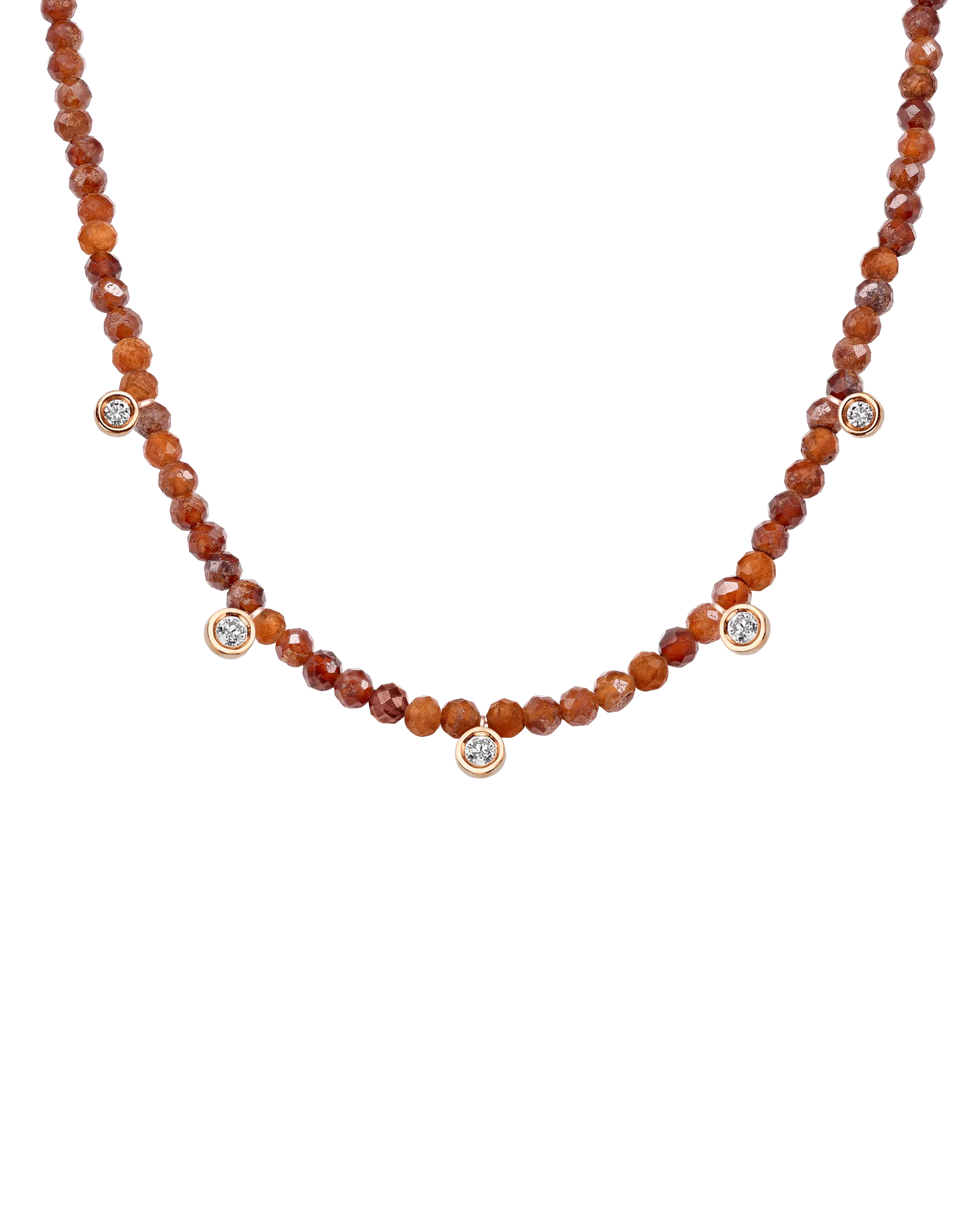 Emerald Gemstone & Five diamonds Necklace - 14K Rose Gold