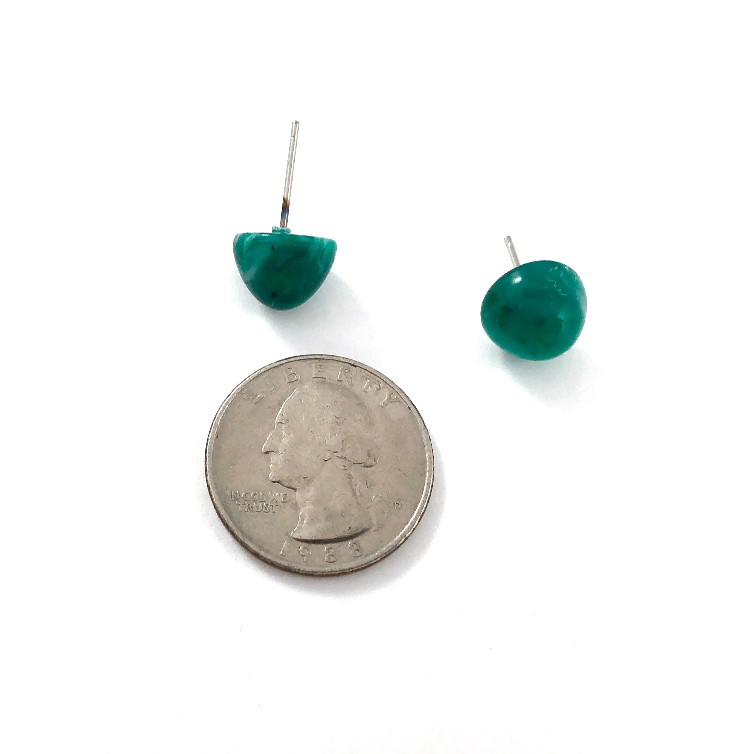 Emerald Green Marbled Gumdrop Stud Earrings