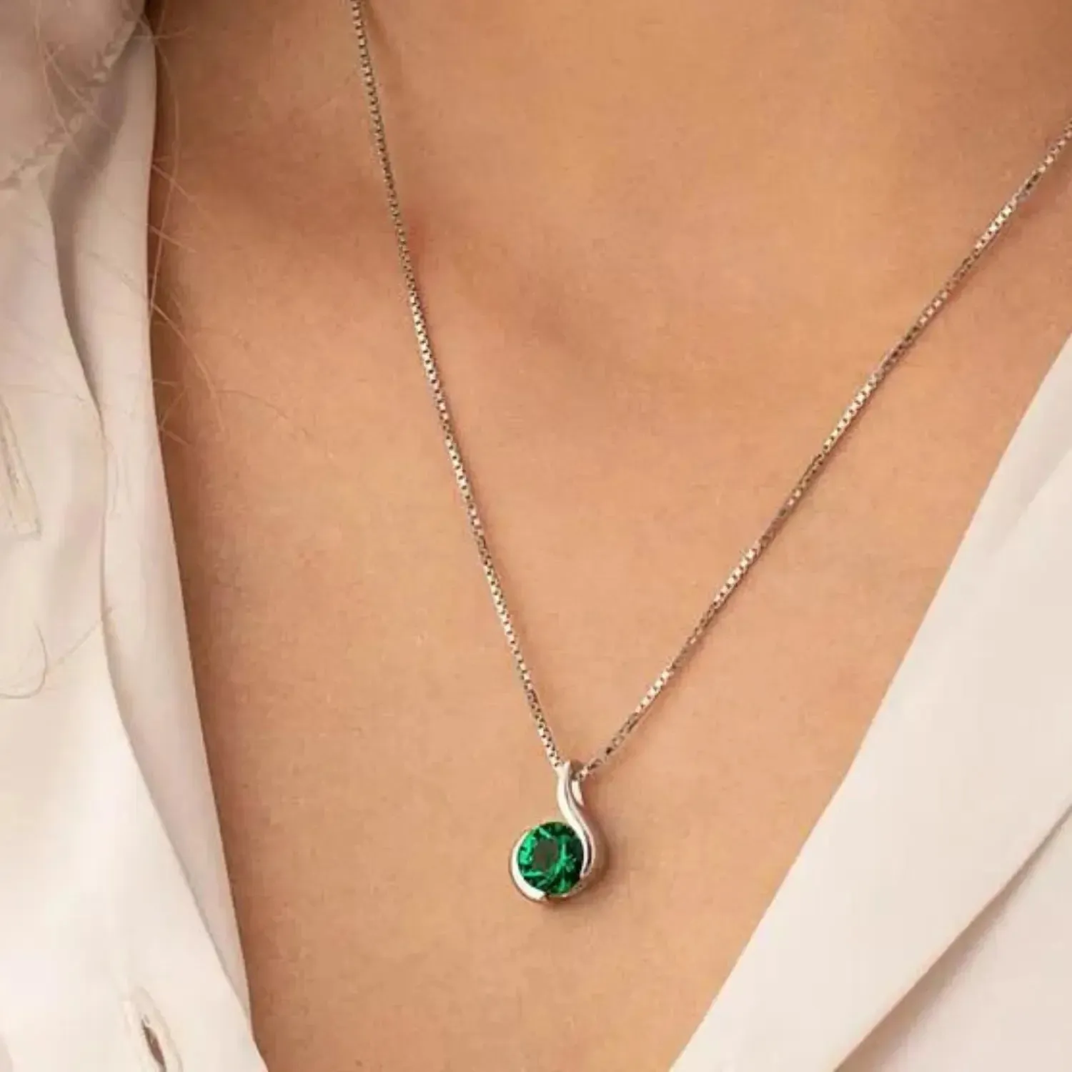 Emerald Monarch Pendant Necklace in Sterling Silver