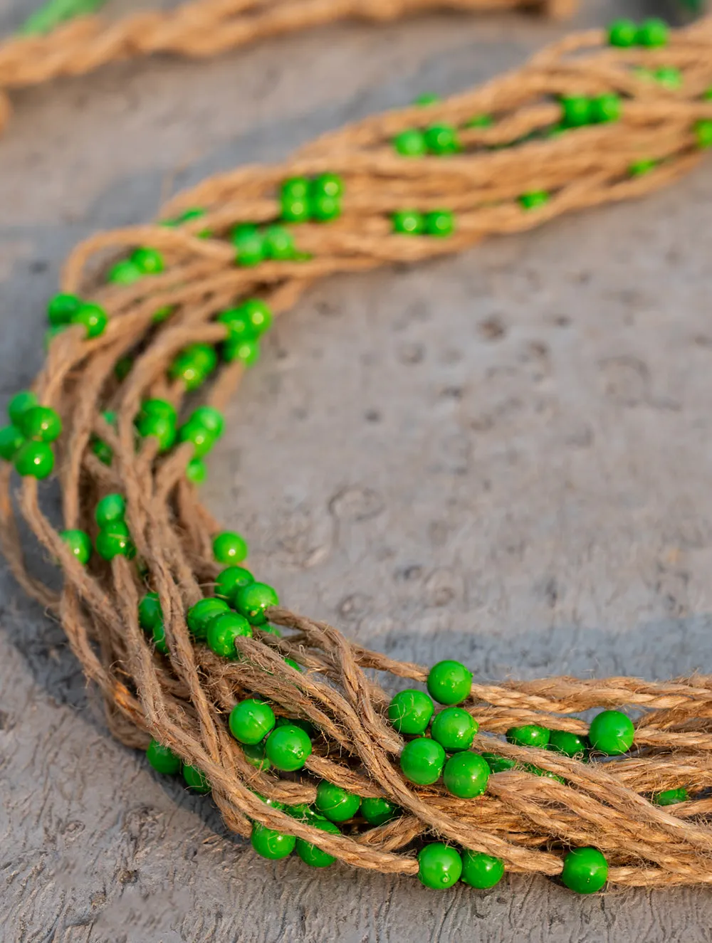 Emerald Whisper Layered Jute Necklace