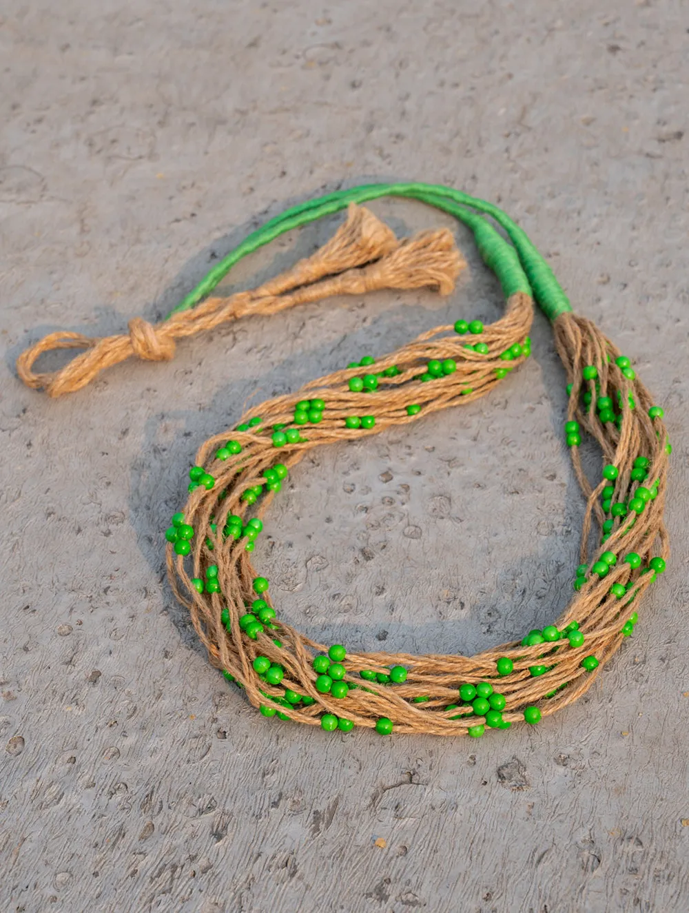 Emerald Whisper Layered Jute Necklace