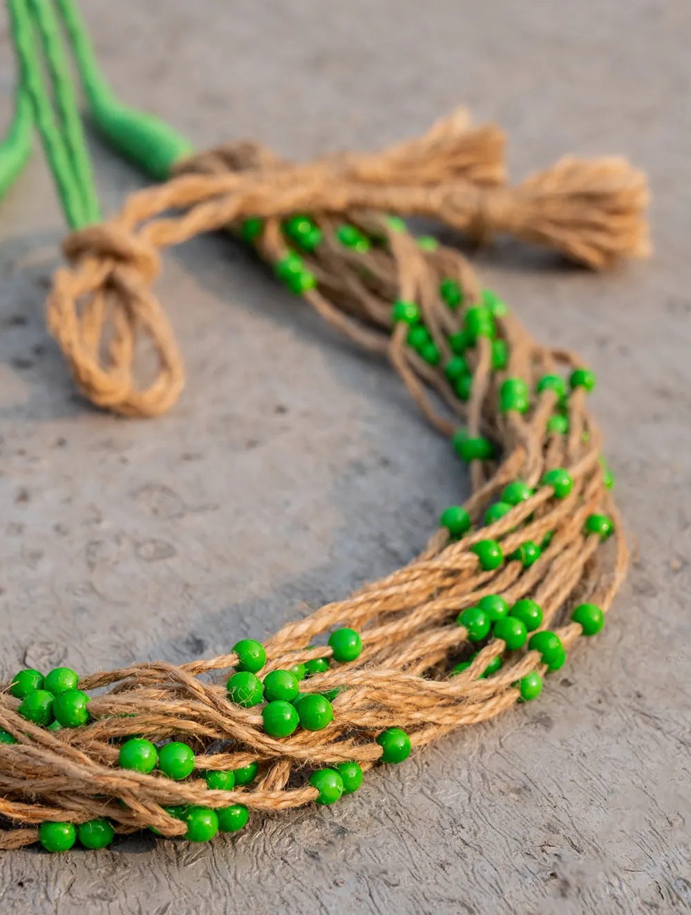 Emerald Whisper Layered Jute Necklace