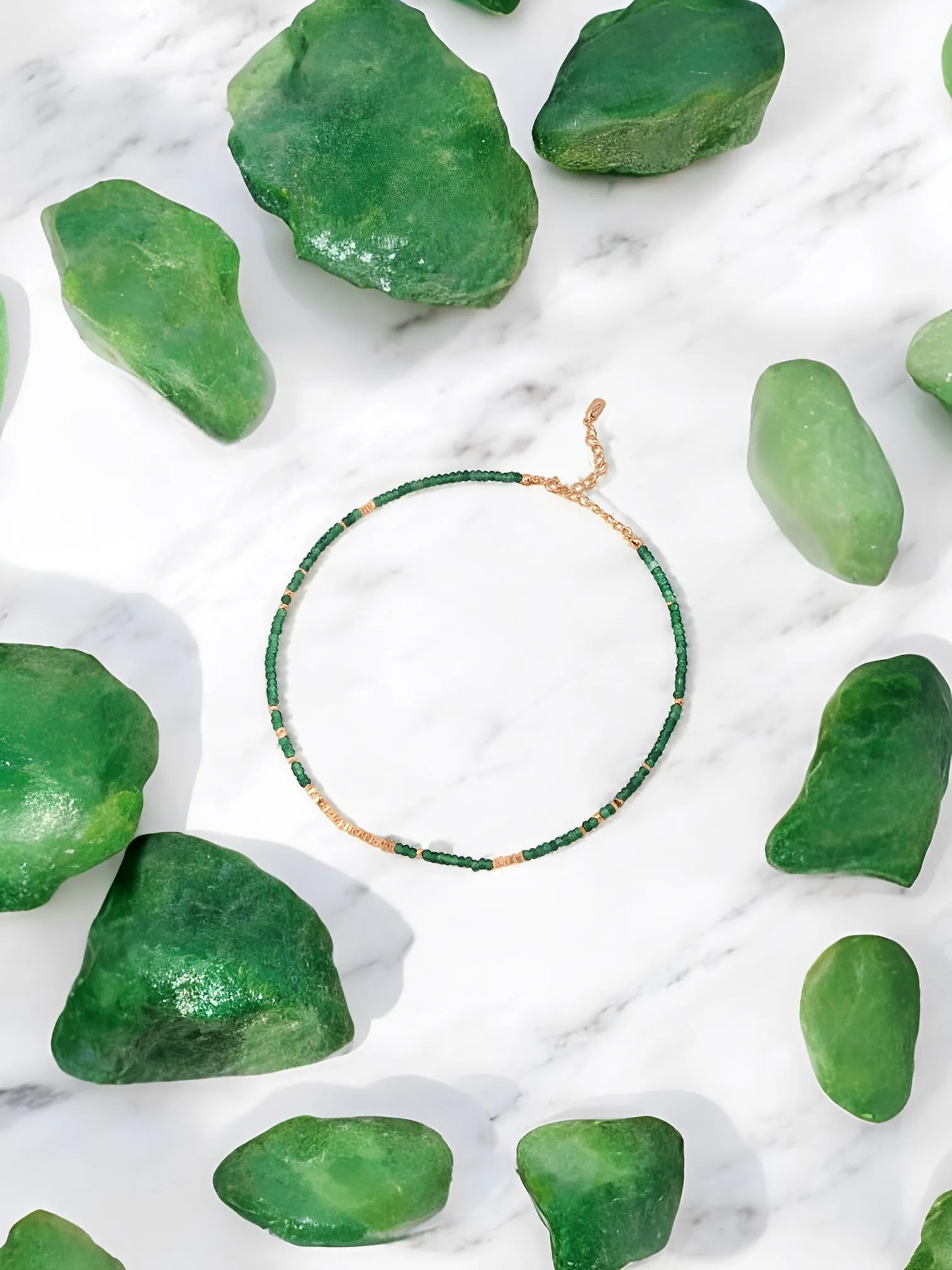 Emilia - Synthetic Emerald Beaded Necklace